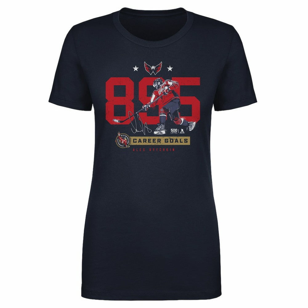 Alexander Ovechkin Washington Capitals 500 Level Women's NHL All-Time Leading Goal Scorer Number T-Shirt - Navy T-shirts