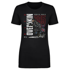 Alexander Ovechkin Washington Capitals 500 Level Women's NHL All-Time Leading Goal Scorer Throwback T-Shirt - Black T-shirts