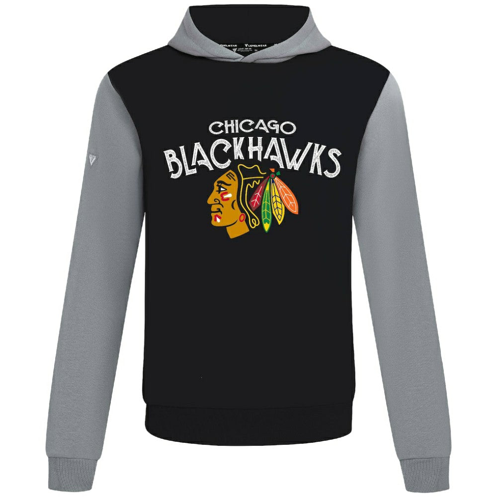 Chicago Blackhawks Levelwear Ultimate Mission Pullover Hoodie - Black/Gray Hoodies