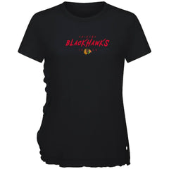 Chicago Blackhawks Levelwear Women's Airflow Scratched T-Shirt - Black T-shirts