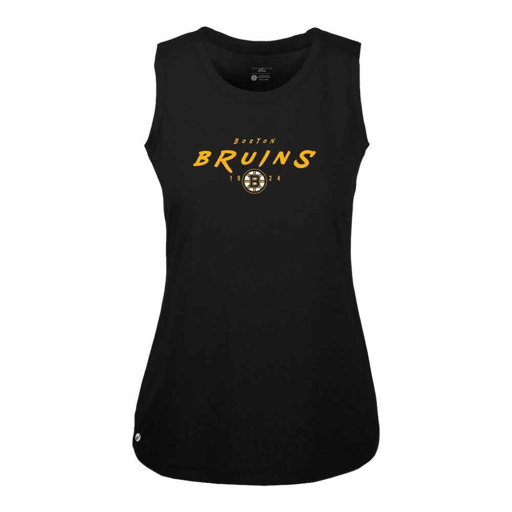 Boston Bruins Levelwear Women's Macy Scratched Tank Top - Black Tank Top