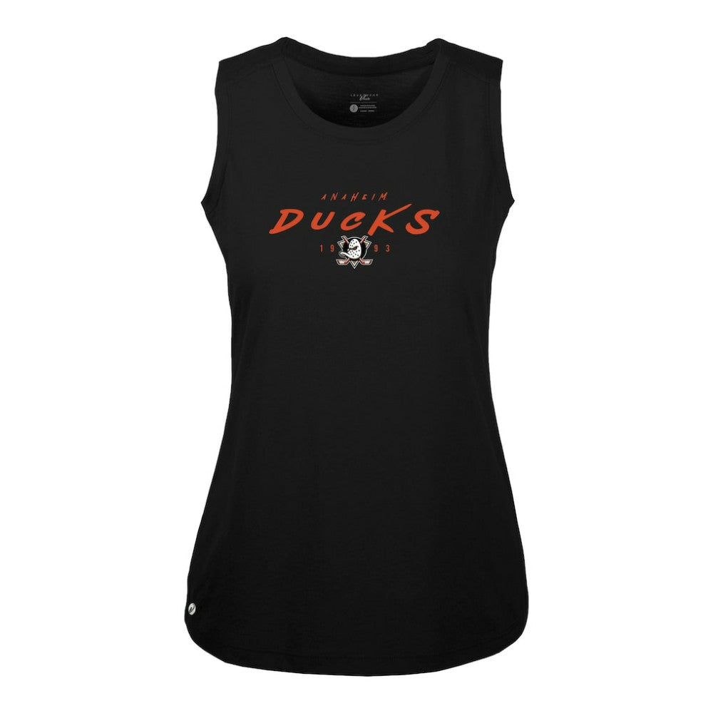 Anaheim Ducks Levelwear Women's Macy Scratched Tank Top - Black Tank Top