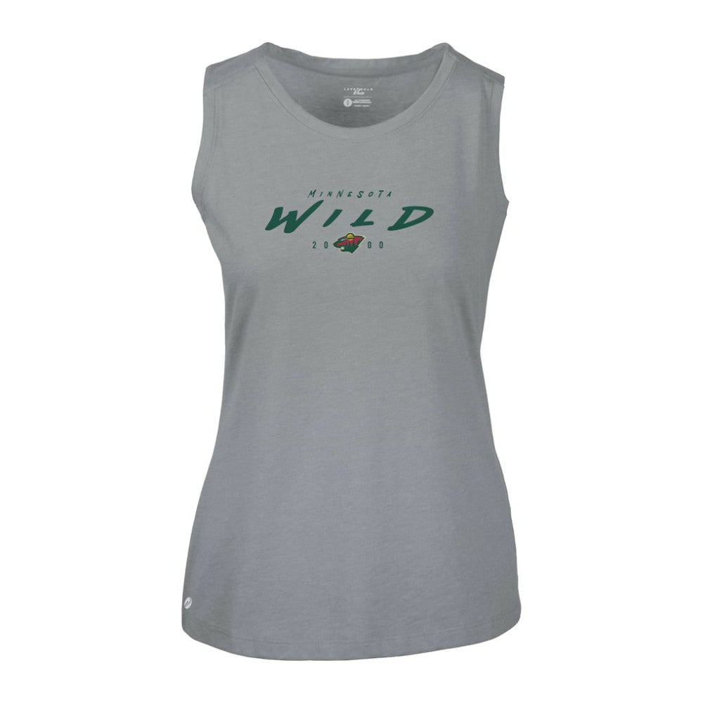 Minnesota Wild Levelwear Women's Macy Scratched Tank Top - Gray Tank Top