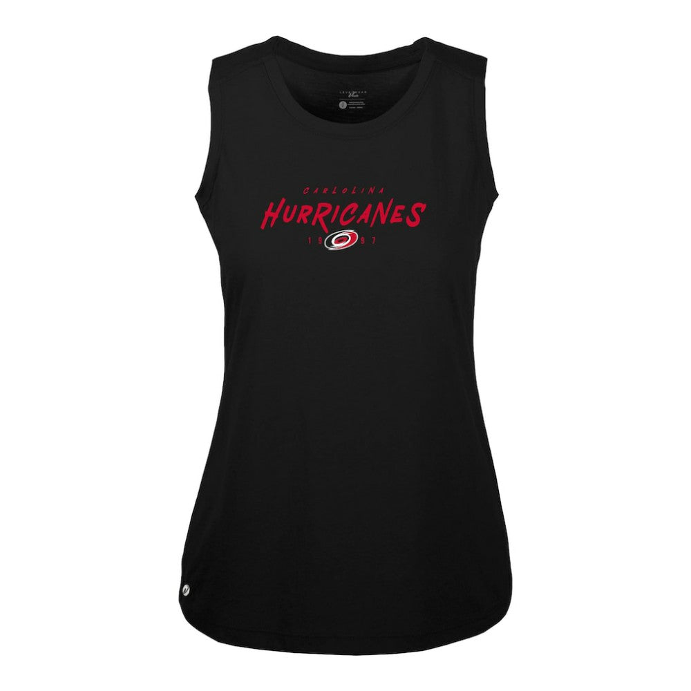 Carolina Hurricanes Levelwear Women's Macy Scratched Tank Top - Black Tank Top