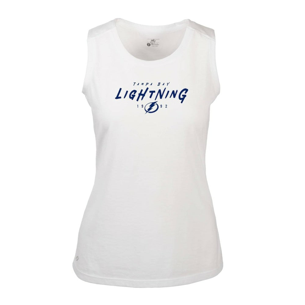 Tampa Bay Lightning Levelwear Women's Macy Scratched Tank Top - White Tank Top