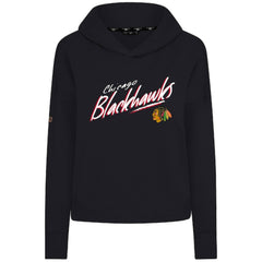 Chicago Blackhawks Levelwear Women's Sweet Sizzle Tri-Blend Cropped Pullover Hoodie - Black Hoodies