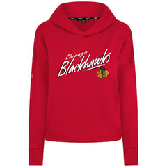 Chicago Blackhawks Levelwear Women's Sweet Sizzle Tri-Blend Cropped Pullover Hoodie - Red Hoodies
