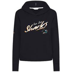 San Jose Sharks Levelwear Women's Sweet Sizzle Tri-Blend Cropped Pullover Hoodie - Black Hoodies