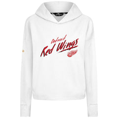 Detroit Red Wings Levelwear Women's Sweet Sizzle Tri-Blend Cropped Pullover Hoodie - White Hoodies