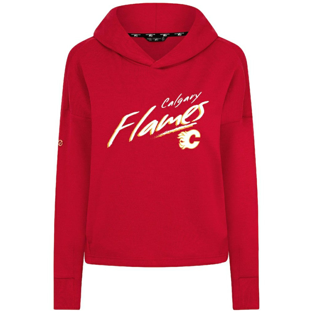 Calgary Flames Levelwear Women's Sweet Sizzle Tri-Blend Cropped Pullover Hoodie - Red Hoodies