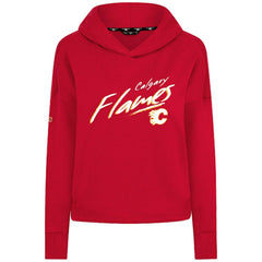 Calgary Flames Levelwear Women's Sweet Sizzle Tri-Blend Cropped Pullover Hoodie - Red Hoodies