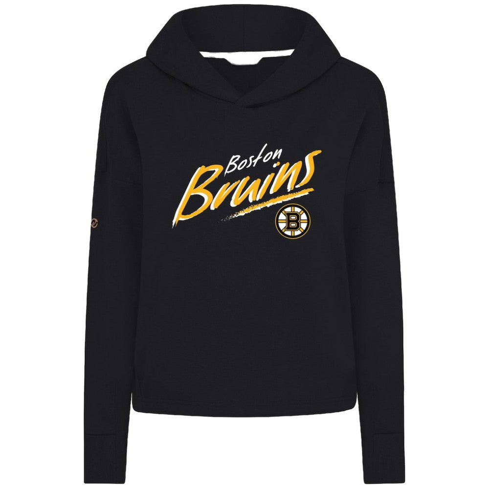 Boston Bruins Levelwear Women's Sweet Sizzle Tri-Blend Cropped Pullover Hoodie - Black Hoodies