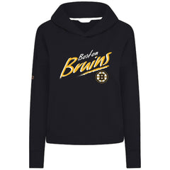 Boston Bruins Levelwear Women's Sweet Sizzle Tri-Blend Cropped Pullover Hoodie - Black Hoodies