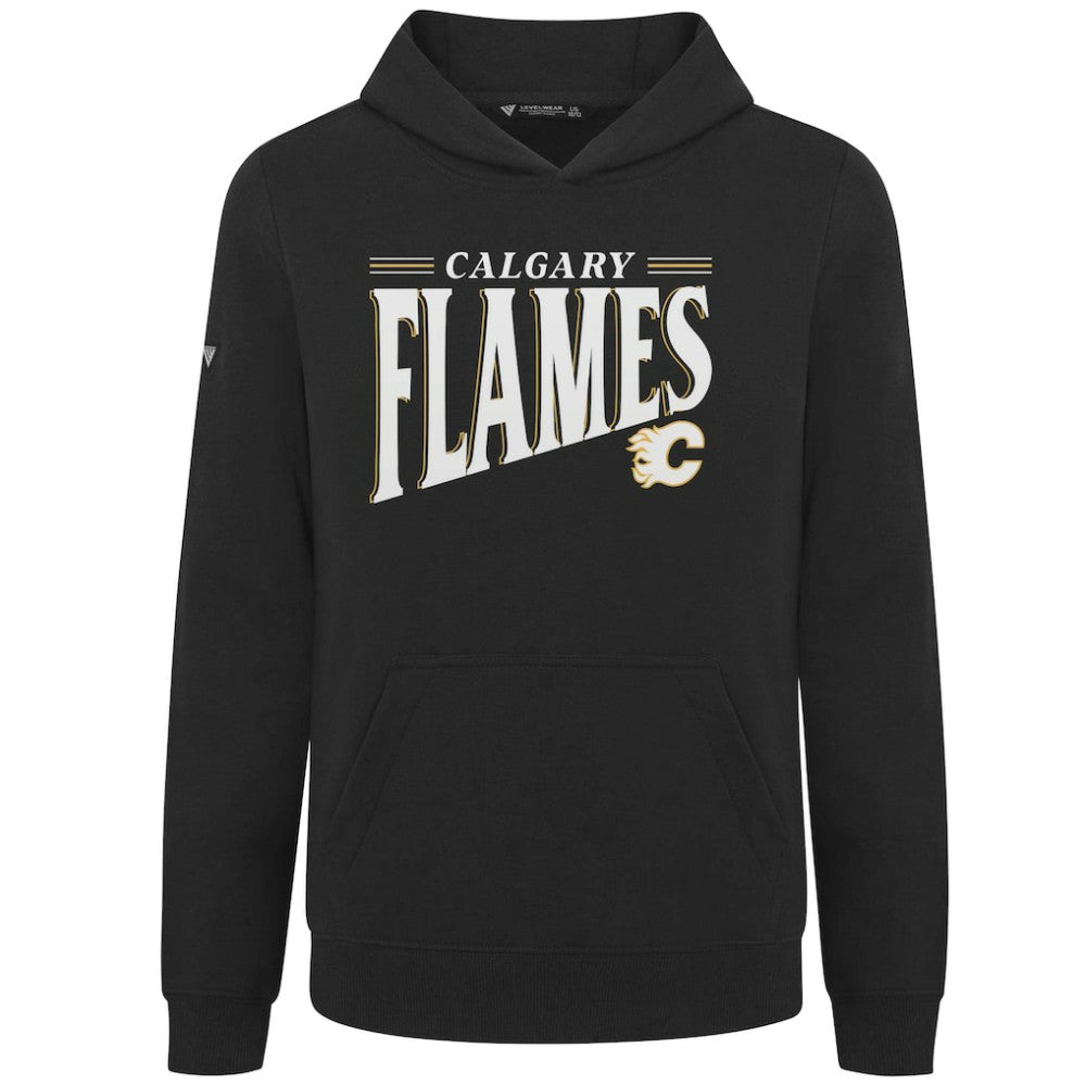 Calgary Flames Levelwear Youth Jr Podium Tally Pullover Hoodie - Black Hoodies