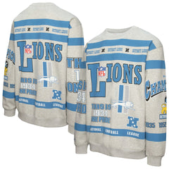 Detroit Lions All Over Print Vintage Fleece Crewneck Sweatshirt - Heather Gray on sale