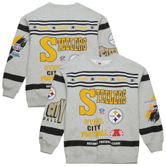 Pittsburgh Steelers All Over Print Vintage Fleece Crewneck Sweatshirt - Heather Gray outlet