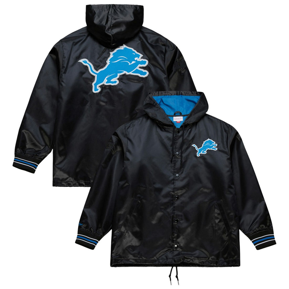 Detroit Lions Downtown Satin Full-Snap Hooded Jacket - Black on sale