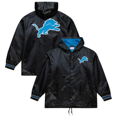 Detroit Lions Downtown Satin Full-Snap Hooded Jacket - Black on sale