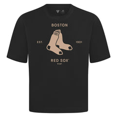 Boston Red Sox Levelwear Crossway Oversized Luxe Signature Knit T-Shirt Black