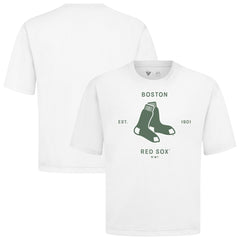 Boston Red Sox Levelwear Crossway Oversized Luxe Signature Knit T-Shirt White