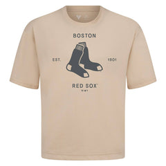 Boston Red Sox Levelwear Crossway Oversized Luxe Signature Knit T-Shirt Khaki