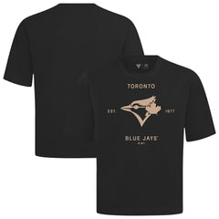 Toronto Blue Jays Levelwear Crossway Oversized Luxe Signature Knit T-Shirt Black