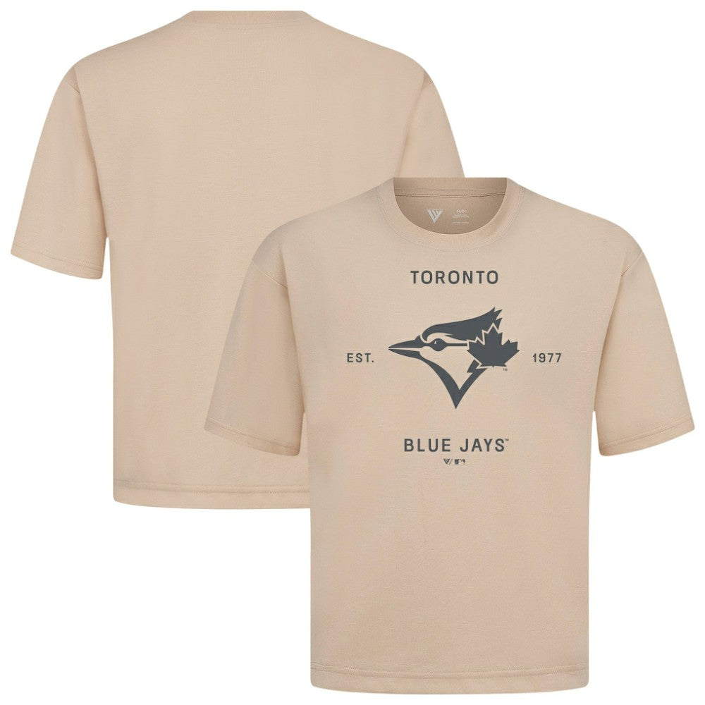 Toronto Blue Jays Levelwear Crossway Oversized Luxe Signature Knit T-Shirt Khaki