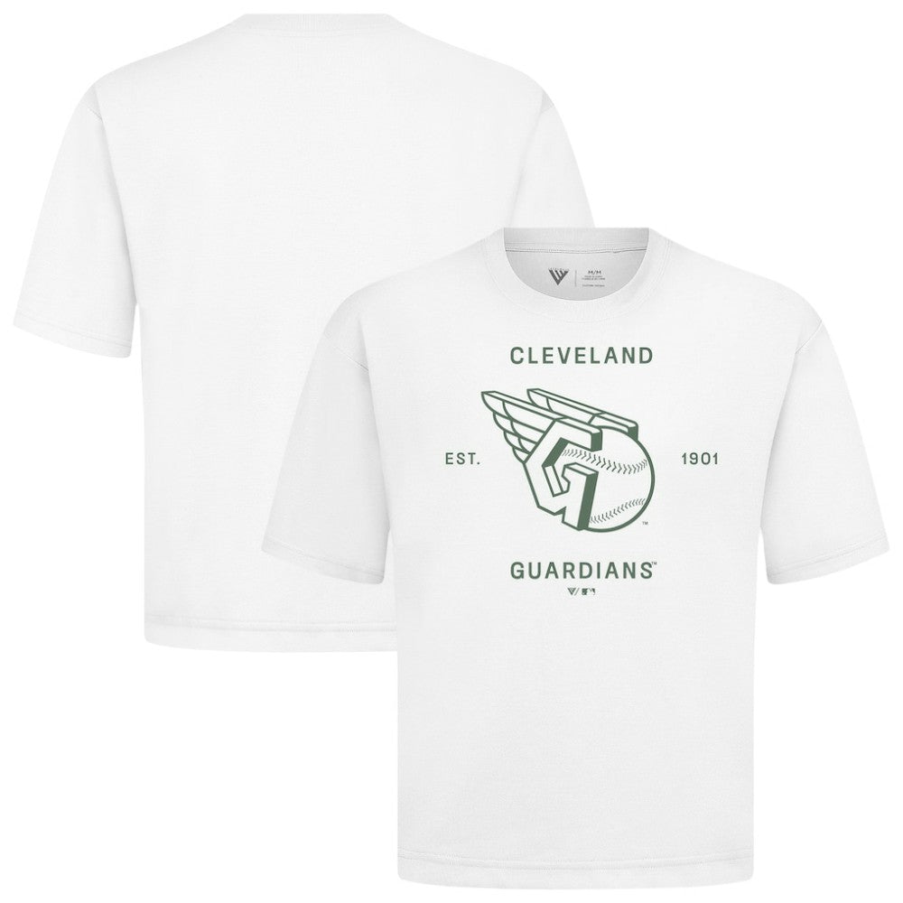 Cleveland Guardians Levelwear Crossway Oversized Luxe Signature Knit T-Shirt White