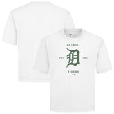 Detroit Tigers Levelwear Crossway Oversized Luxe Signature Knit T-Shirt White