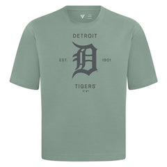 Detroit Tigers Levelwear Crossway Oversized Luxe Signature Knit T-Shirt Green