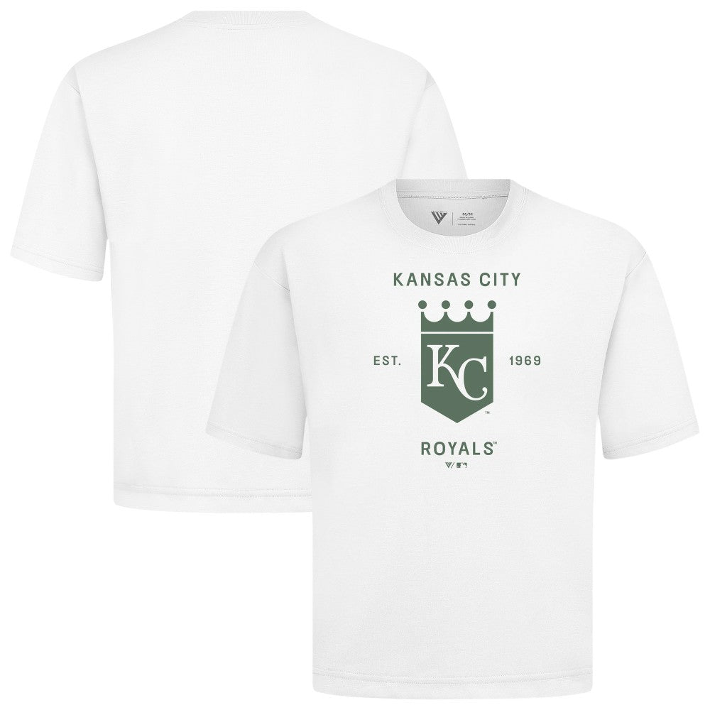 Kansas City Royals Levelwear Crossway Oversized Luxe Signature Knit T-Shirt White