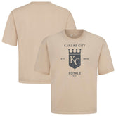 Kansas City Royals Levelwear Crossway Oversized Luxe Signature Knit T-Shirt Khaki