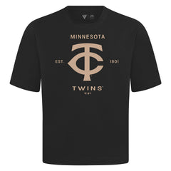 Minnesota Twins Levelwear Crossway Oversized Luxe Signature Knit T-Shirt Black