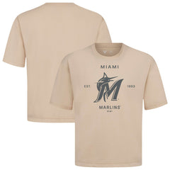 Miami Marlins Levelwear Crossway Oversized Luxe Signature Knit T-Shirt Khaki