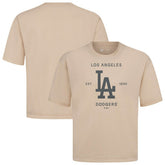 Los Angeles Dodgers Levelwear Crossway Oversized Luxe Signature Knit T-Shirt Khaki