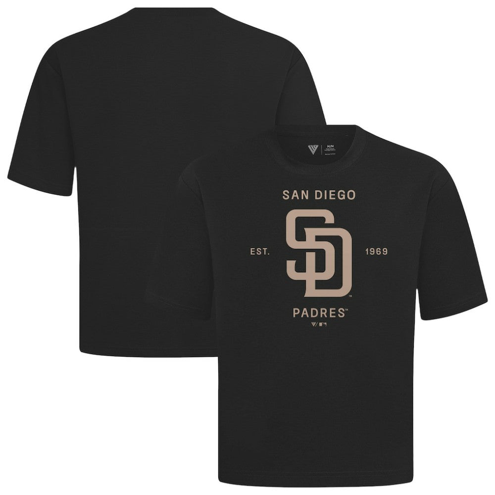 San Diego Padres Levelwear Crossway Oversized Luxe Signature Knit T-Shirt Black