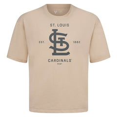 St. Louis Cardinals Levelwear Crossway Oversized Luxe Signature Knit T-Shirt Khaki