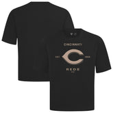 Cincinnati Reds Levelwear Crossway Oversized Luxe Signature Knit T-Shirt Black