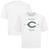 Cincinnati Reds Levelwear Crossway Oversized Luxe Signature Knit T-Shirt White