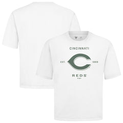 Cincinnati Reds Levelwear Crossway Oversized Luxe Signature Knit T-Shirt White
