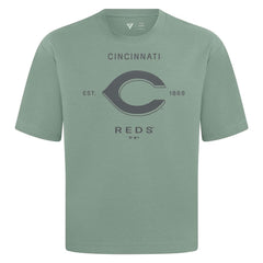 Cincinnati Reds Levelwear Crossway Oversized Luxe Signature Knit T-Shirt Green