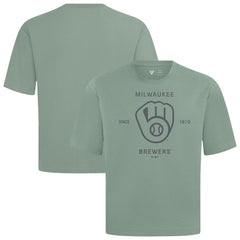 Milwaukee Brewers Levelwear Crossway Oversized Luxe Signature Knit T-Shirt Green