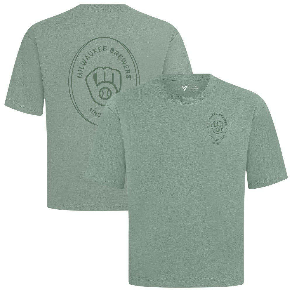Milwaukee Brewers Levelwear Signet Oversized Luxe Signature Knit T-Shirt Green