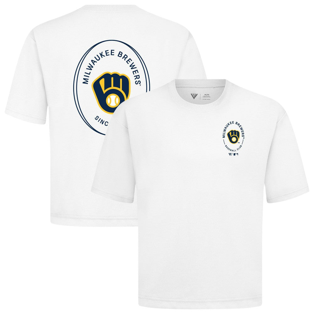 Milwaukee Brewers Levelwear Register Oversized Luxe Signature Knit T-Shirt White