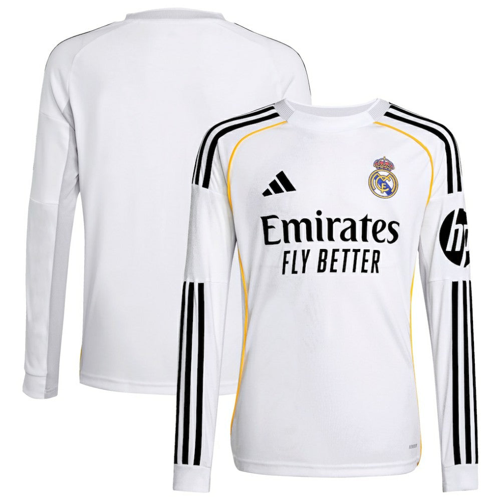 Real Madrid Youth 2025/26 Home Replica Long Sleeve Jersey - White on sale