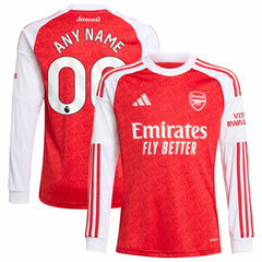 Arsenal Youth 2025/26 Home Replica Long Sleeve Custom Jersey - Red discount