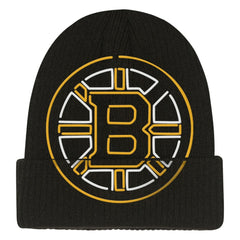 Boston Bruins Mitchell & Ness Youth Neon Line Lights Cuffed Knit Hat - Black Hats