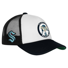 Seattle Kraken Mitchell & Ness Youth Mascot Adjustable Trucker Hat - White Hats