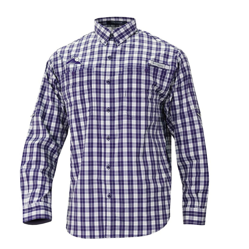 Colorado Rockies Super Tamiami Omni-Shade Long Sleeve Button-Down Shirt Purple