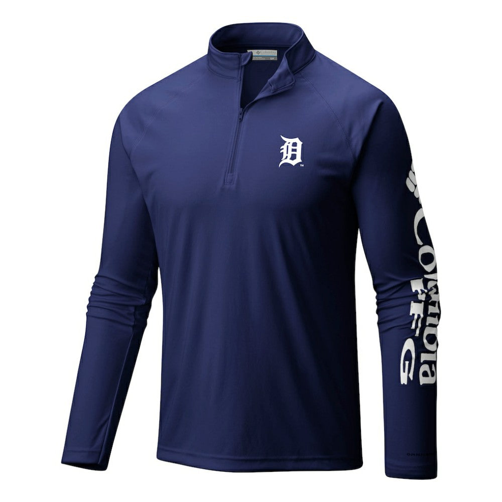 Detroit Tigers Terminal Tackle Omni-Wick Raglan Quarter-Zip Pullover Navy